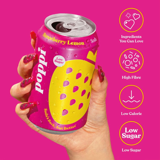 Strawberry & Lemon Soda Cans 4x330ml by poppi