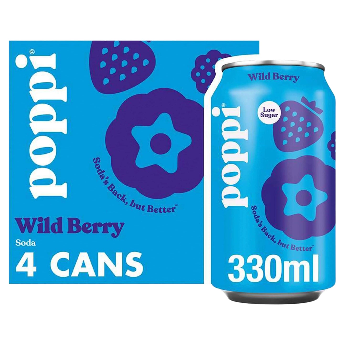 Wild Berry Soda Cans 4x330ml by poppi