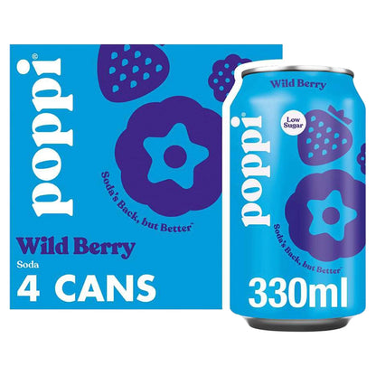 Wild Berry Soda Cans 4x330ml by poppi