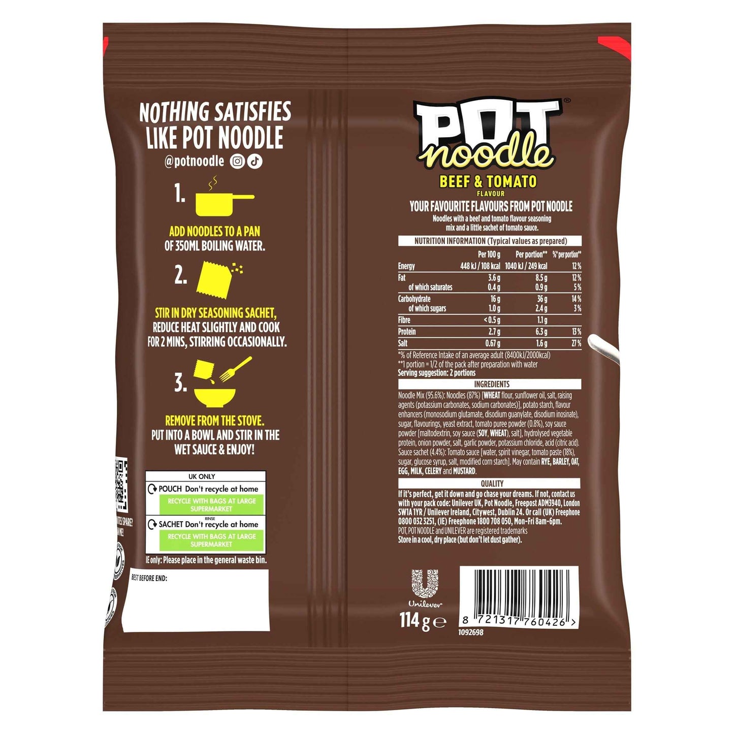 Beef And Tomato Instant Noodles by POT NOODLE