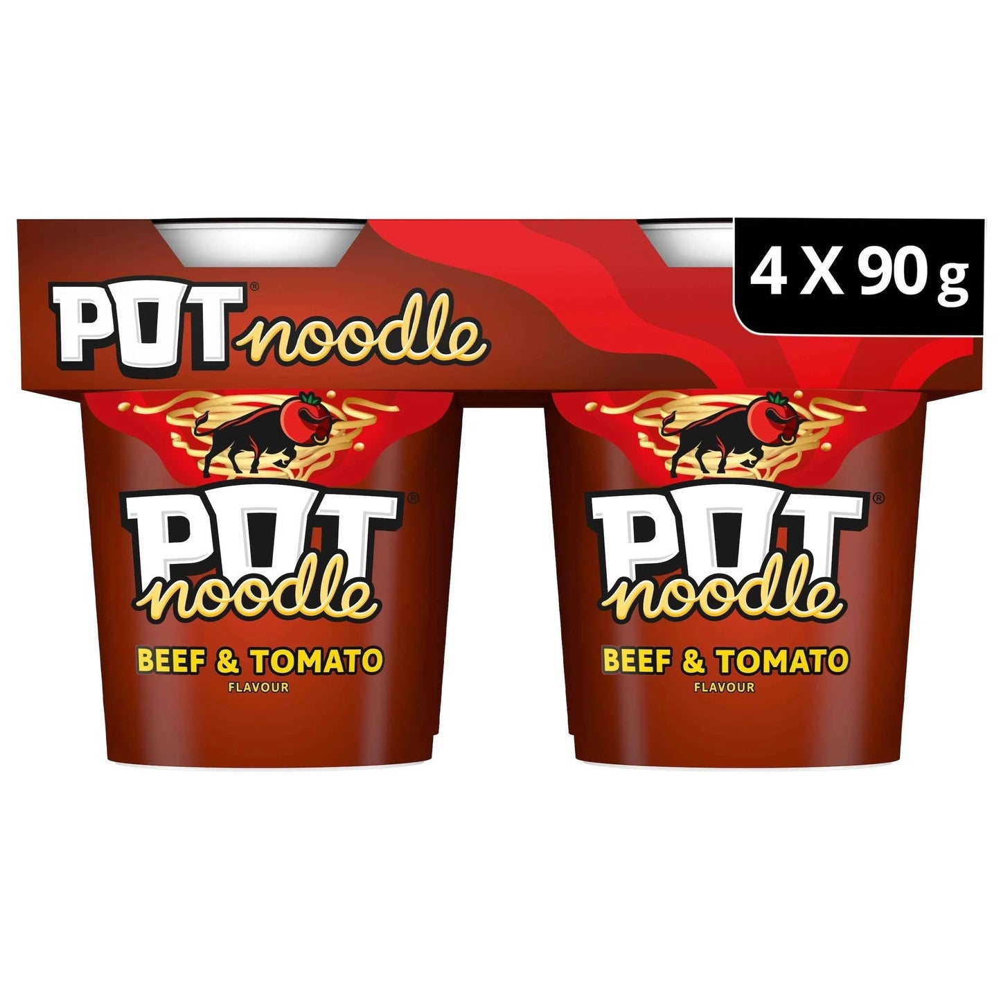 Beef & Tomato 4 X 90g by POT NOODLE