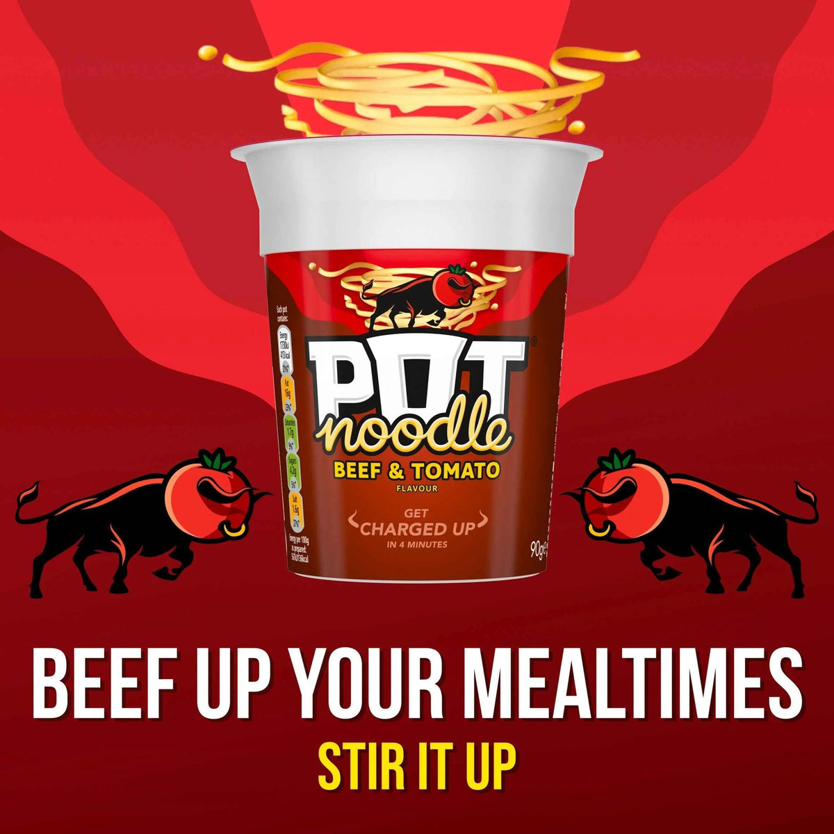 Beef & Tomato 4 X 90g by POT NOODLE