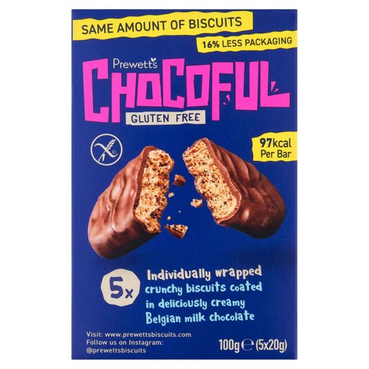 Prewett's Gluten Free Milk Chocolate Chocoful Biscuits 5 Pack 100g by