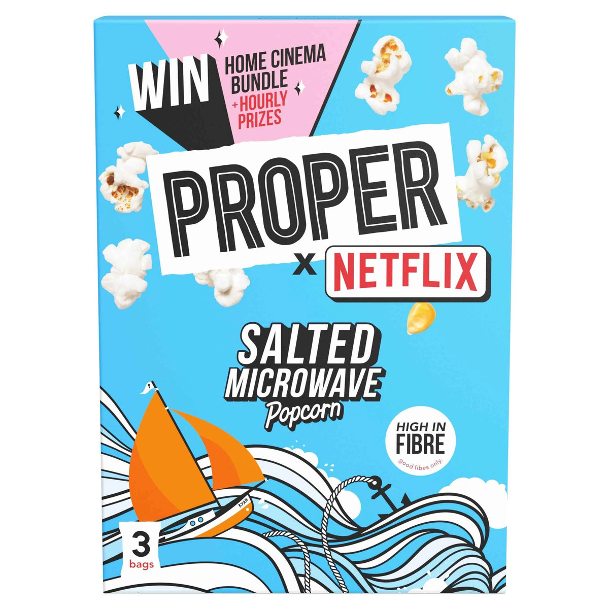 Salted Microwave Popcorn 3x70g by PROPERCORN
