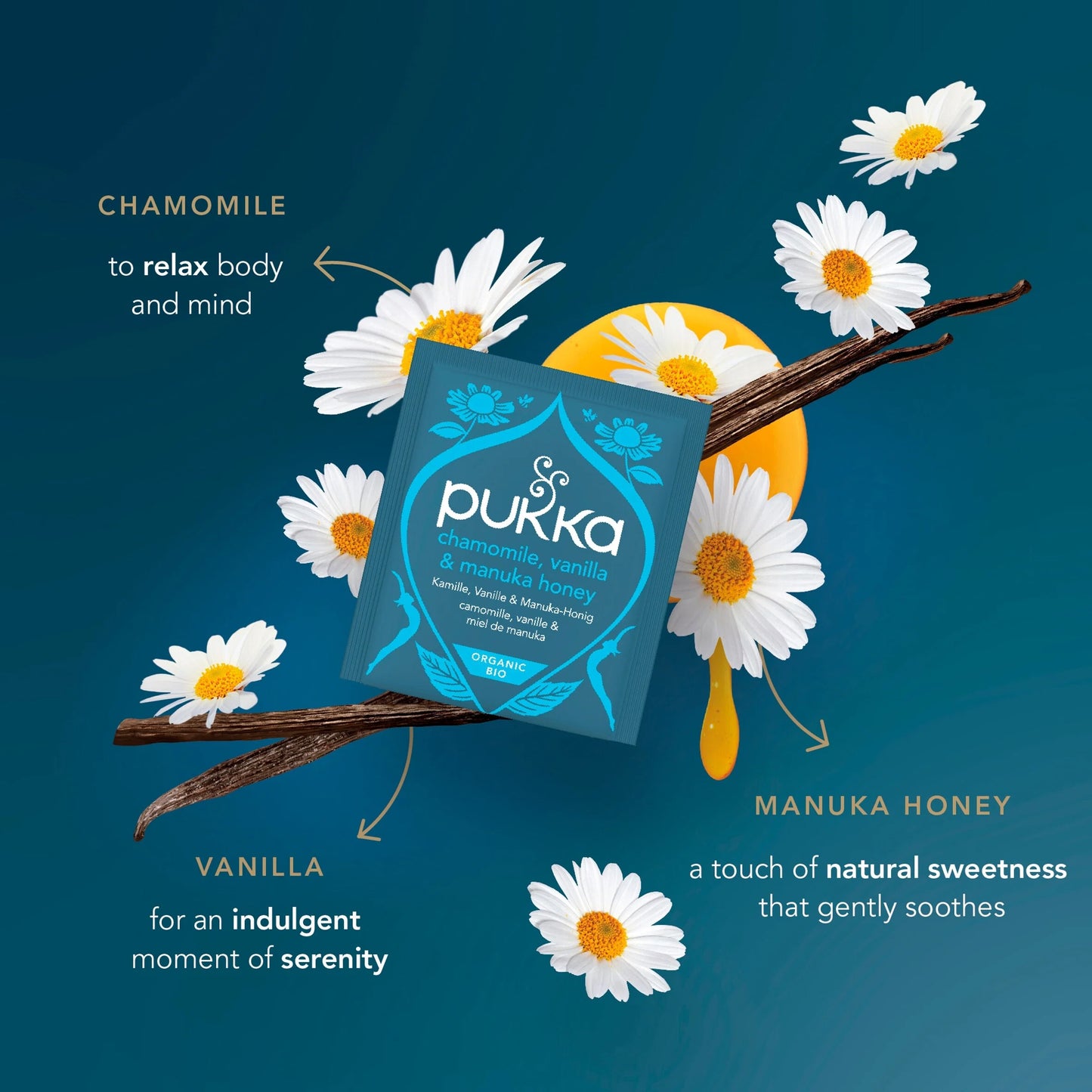 Organic Chamomile, Vanilla & Manuka by Pukka