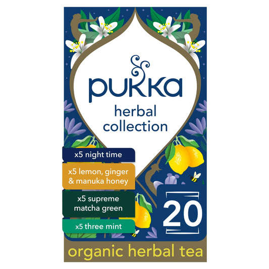 Organic Herbal Collection 20 Herbal Tea Sachets 29g by Pukka