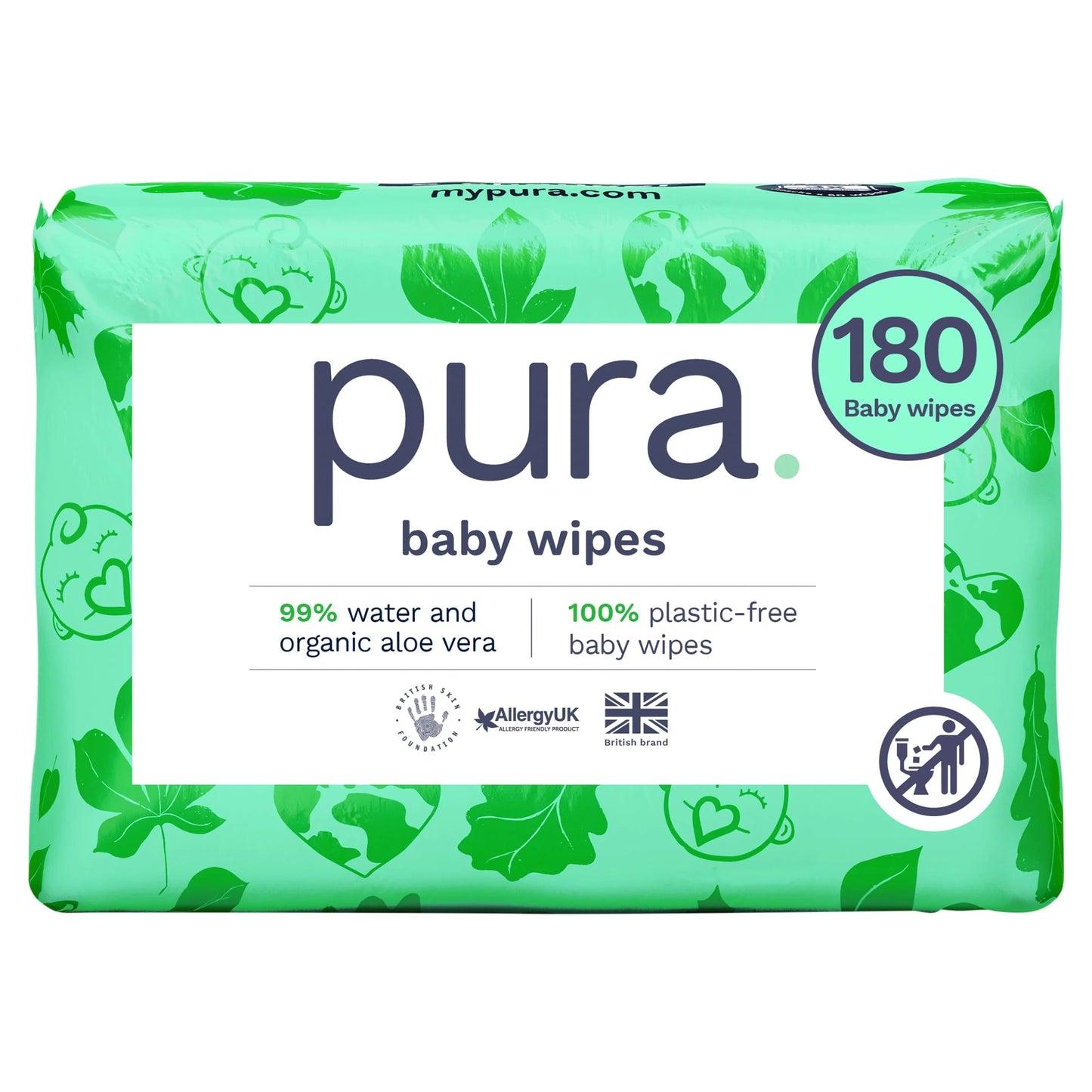 Plastic Free Baby Wipes 3 X 60pk by PURA