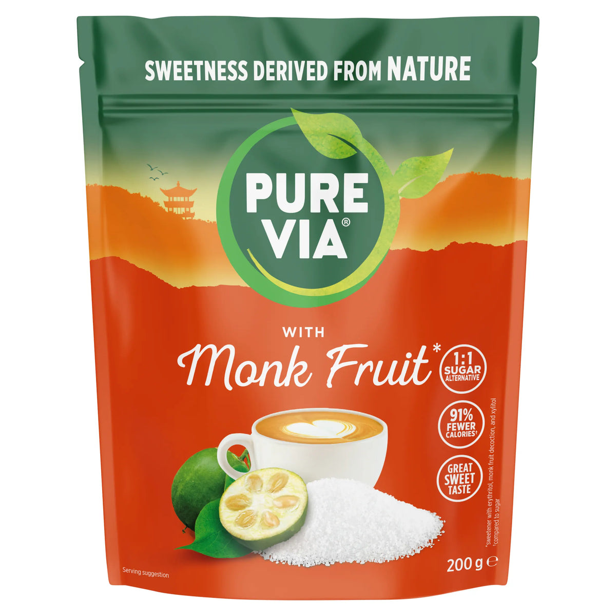 Pure Via Monk Fruit Granulated Sweetener 200g by PUREVIA at The British Vault