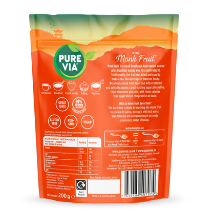 Pure Via Monk Fruit Granulated Sweetener 200g by PUREVIA at The British Vault