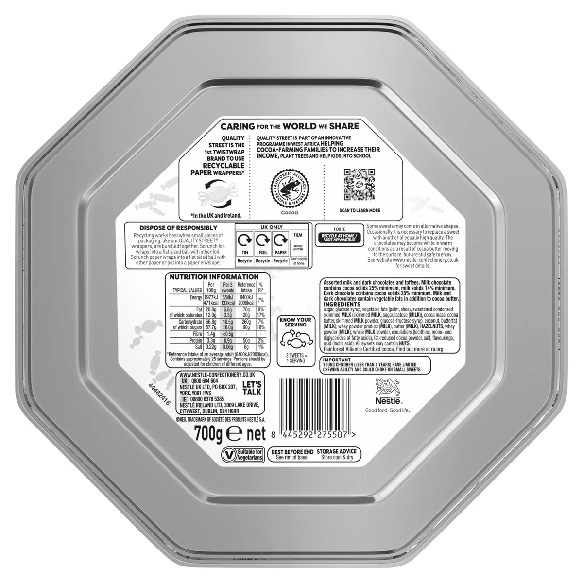 Chocolate Sharing Tin 700g by Quality Street at The British Vault