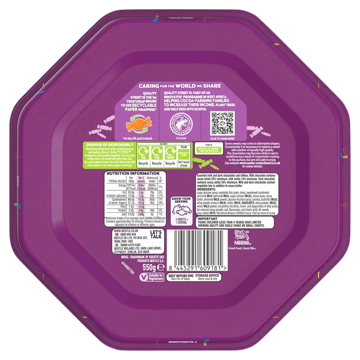 Chocolate Tub 550g by Quality Street