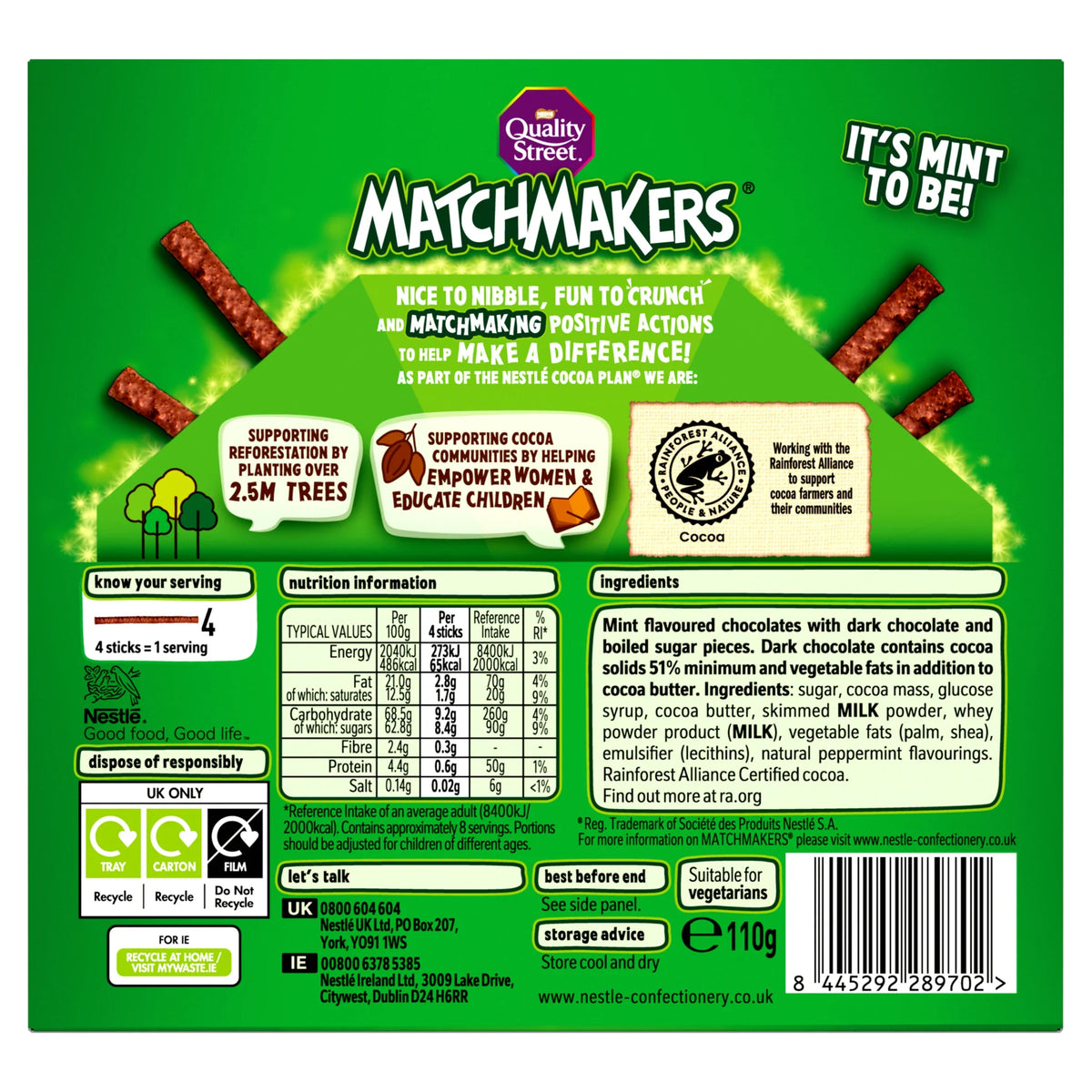 Matchmaker Cool Mint 110g by Quality Street at The British Vault