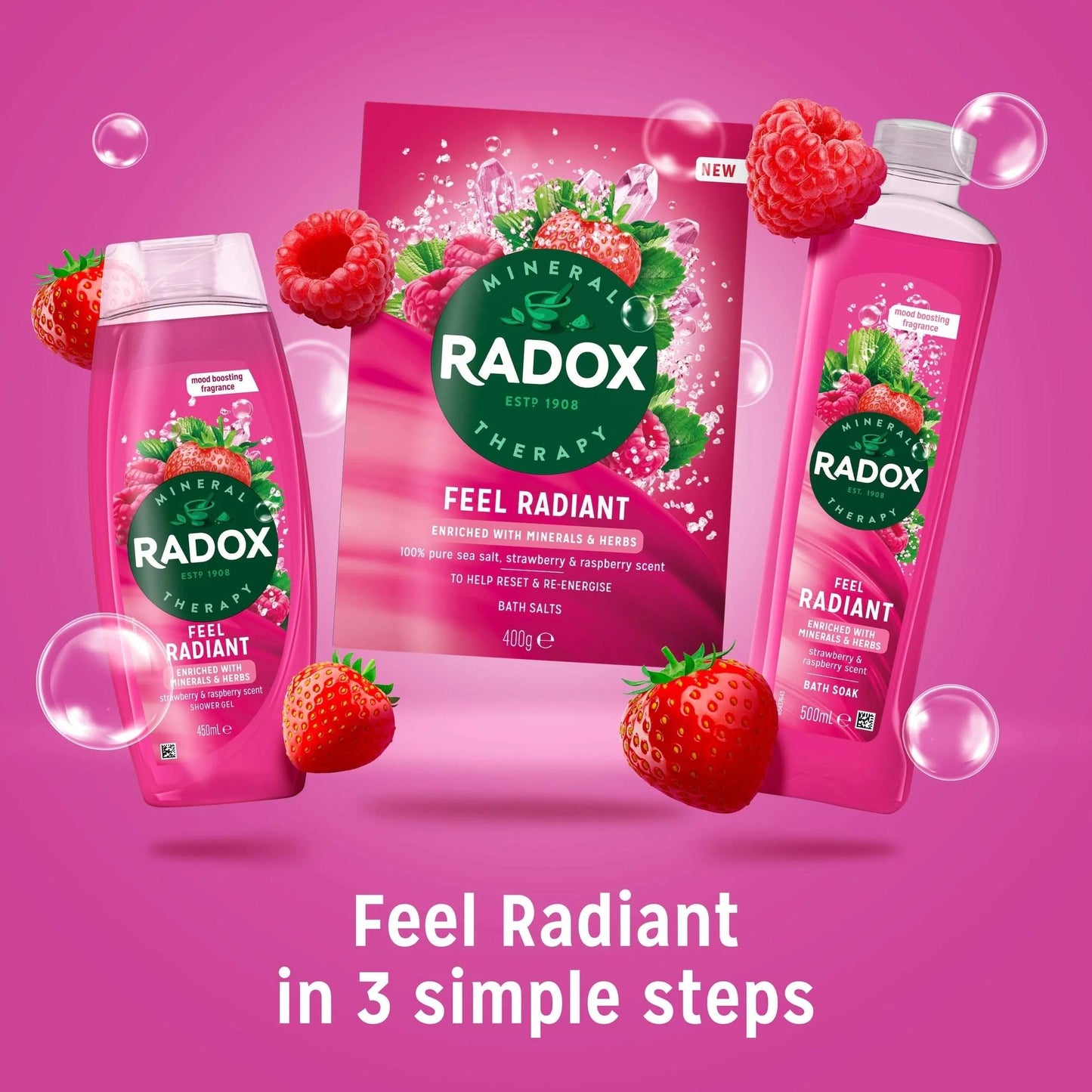 Strawberry Feel Radiant Bath Soak by RADOX
