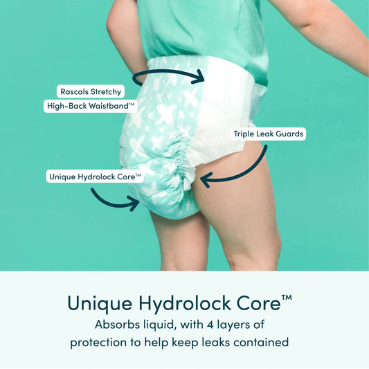 Premium Nappies, Size 1 | 54 Pack by Rascals