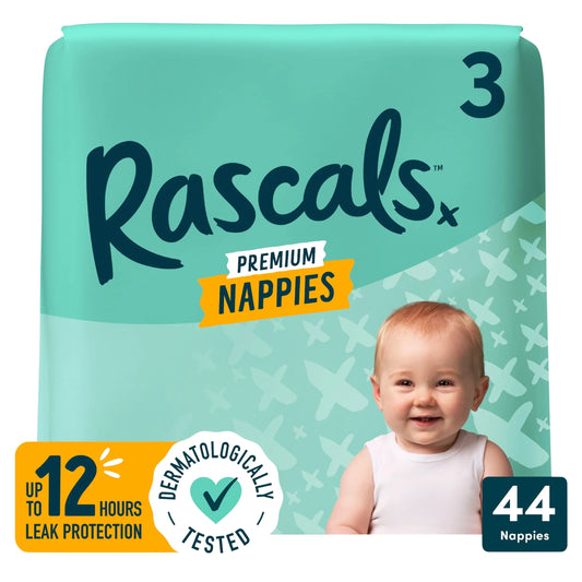 Premium Nappies, Size 3 | 44 Pack by Rascals