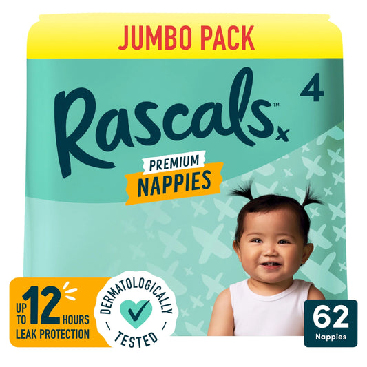 Premium Nappies Size 4 62 Pack by Rascals