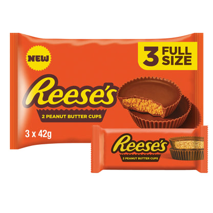 Peanut Butter 2 Cups Multipack 3 X 42g by Reese's at The British Vault