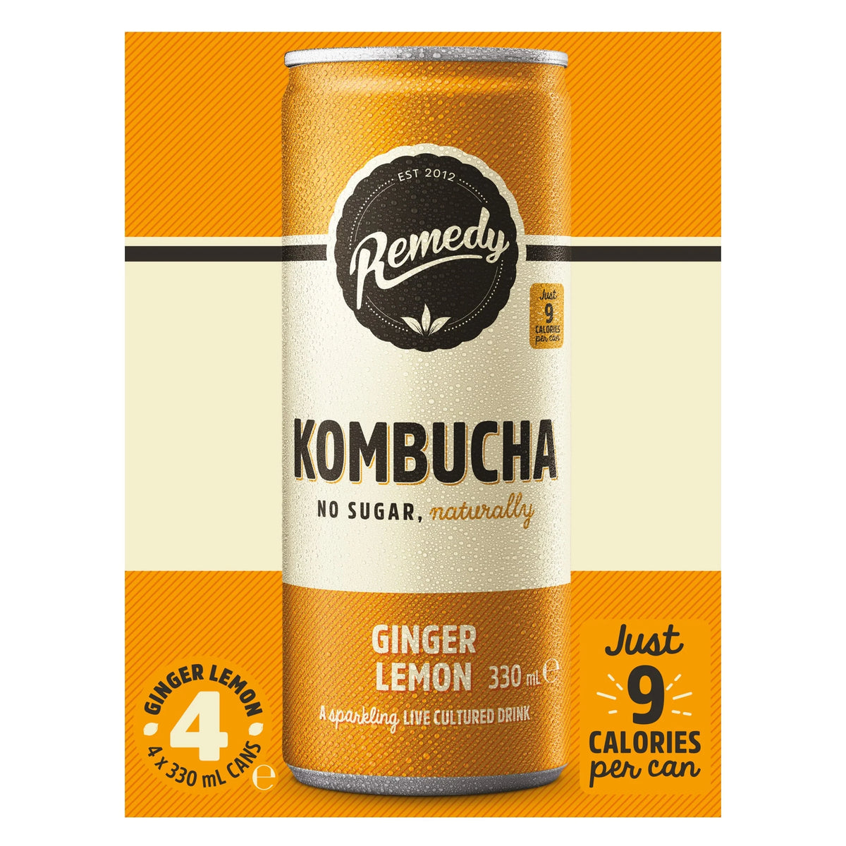 Kombucha - Ginger Lemon 4 X 330ml by REMEDY