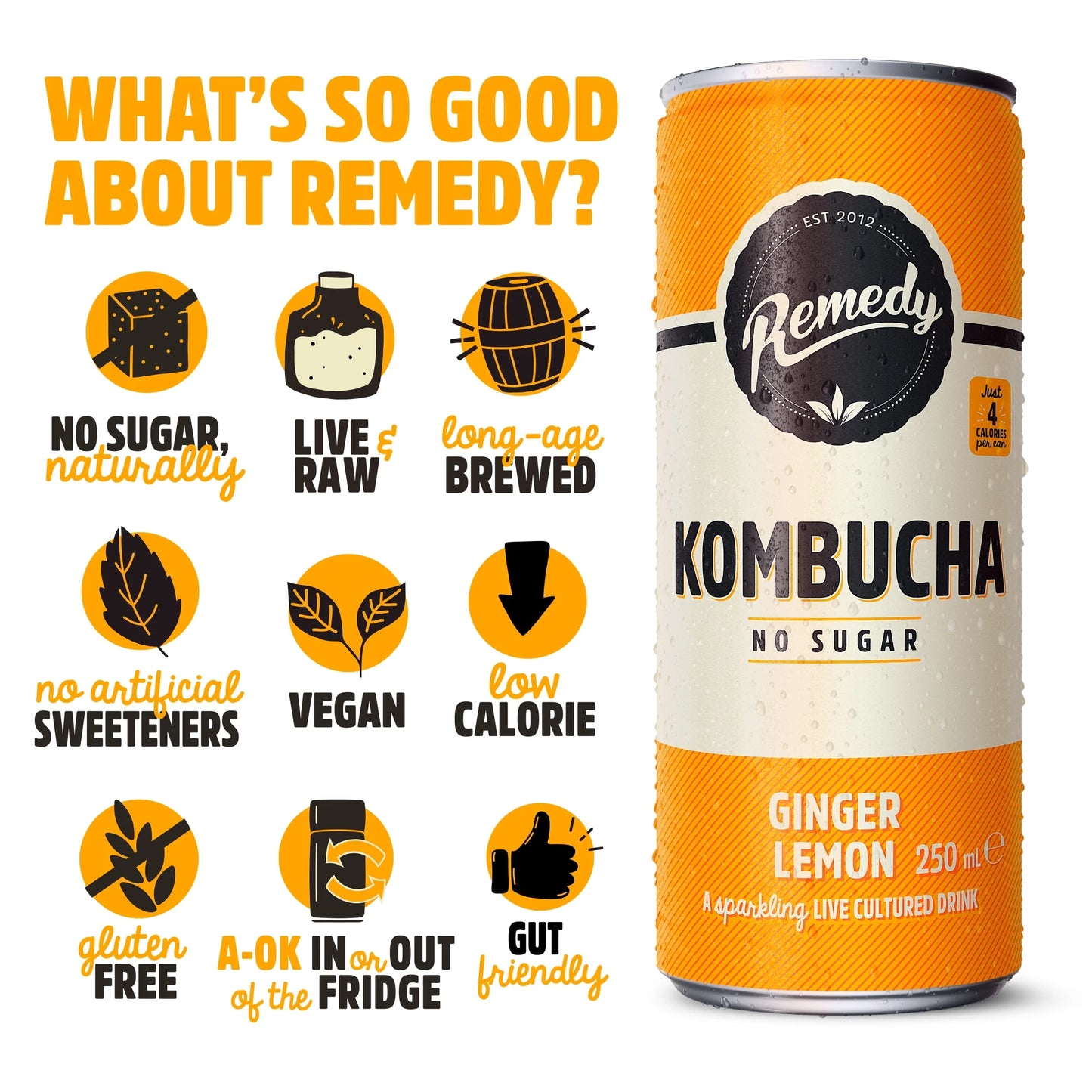 Kombucha - Ginger Lemon 4 X 330ml by REMEDY