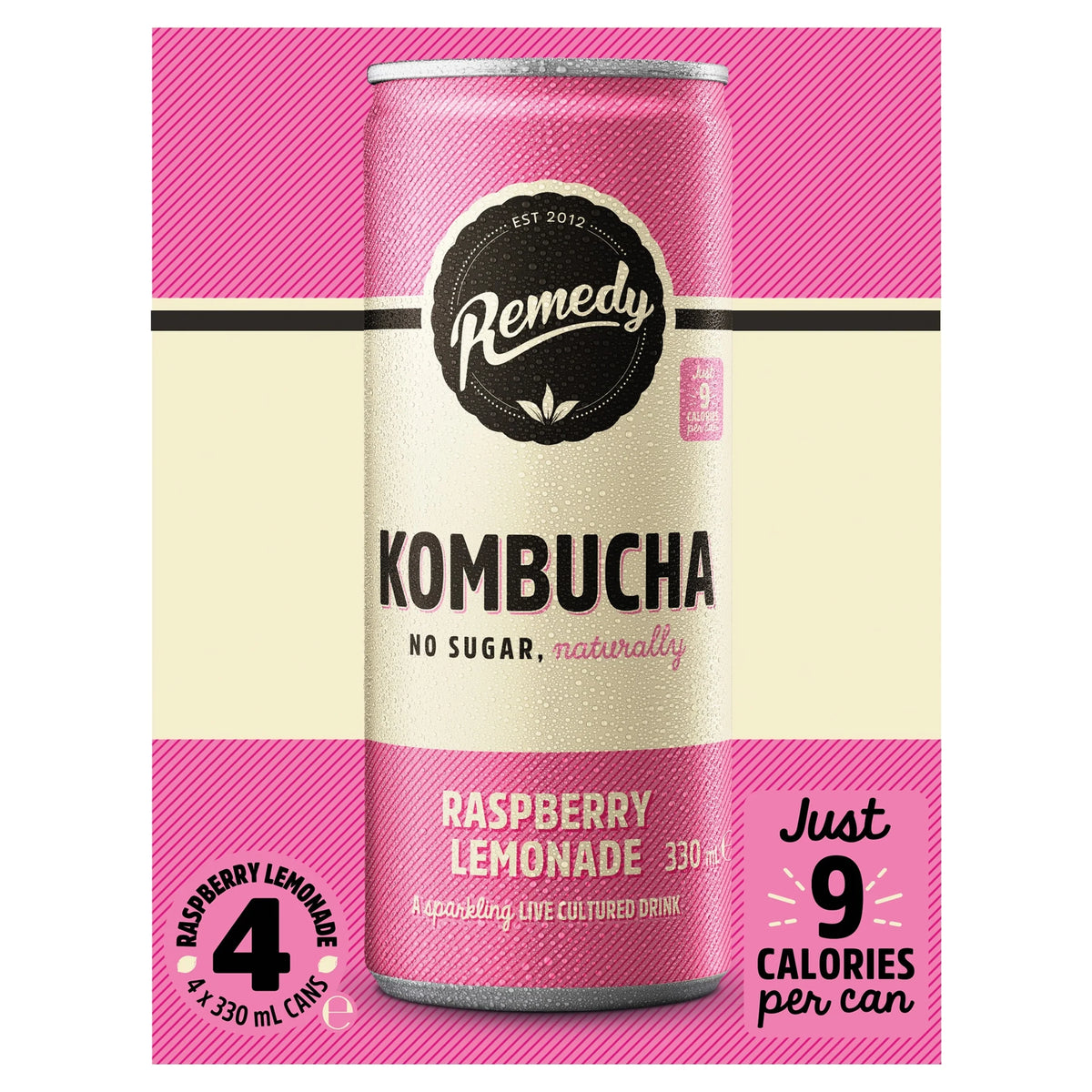 Kombucha - Raspberry Lemonade 4 X 330ml by REMEDY