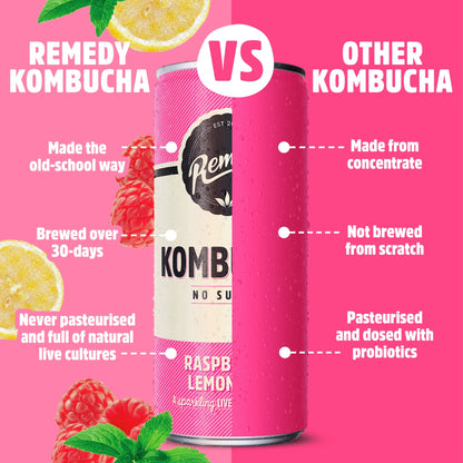 Kombucha - Raspberry Lemonade 4 X 330ml by REMEDY
