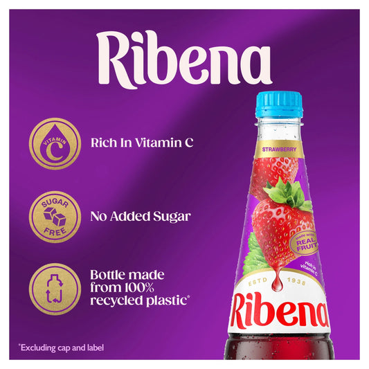 Strawberry Squash No Added Sugar 850ml by RIBENA