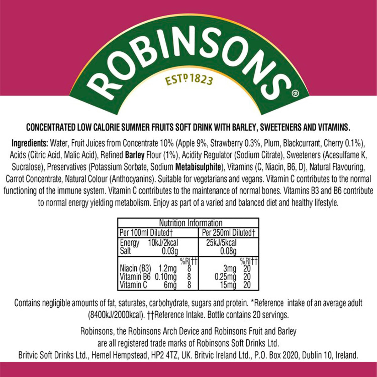 Fruit & Barley With Vitamins Summer by ROBINSONS