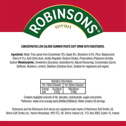 Summer Fruits No Added Sugar Squash by ROBINSONS