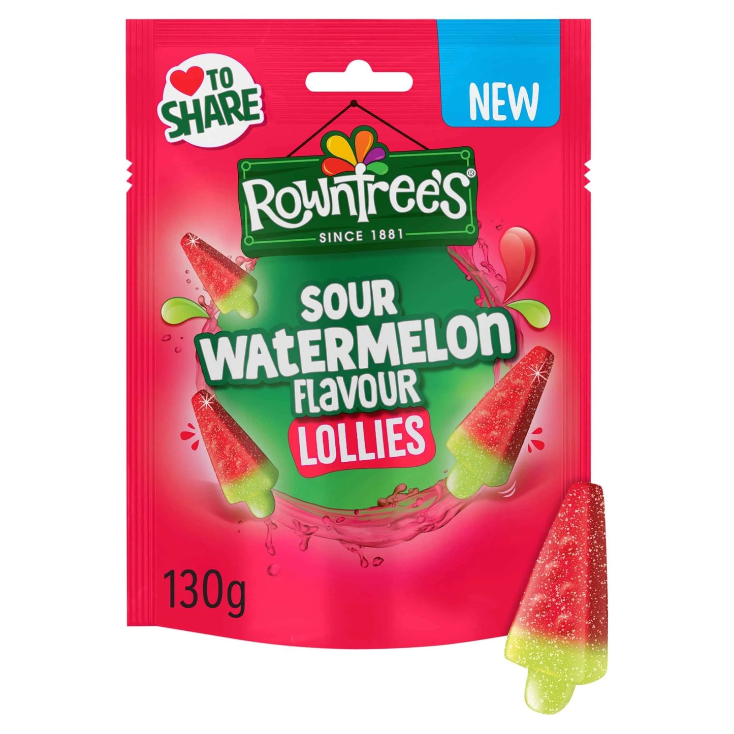 Sour Watermelon Flavour Lollies 130g by ROWNTREES