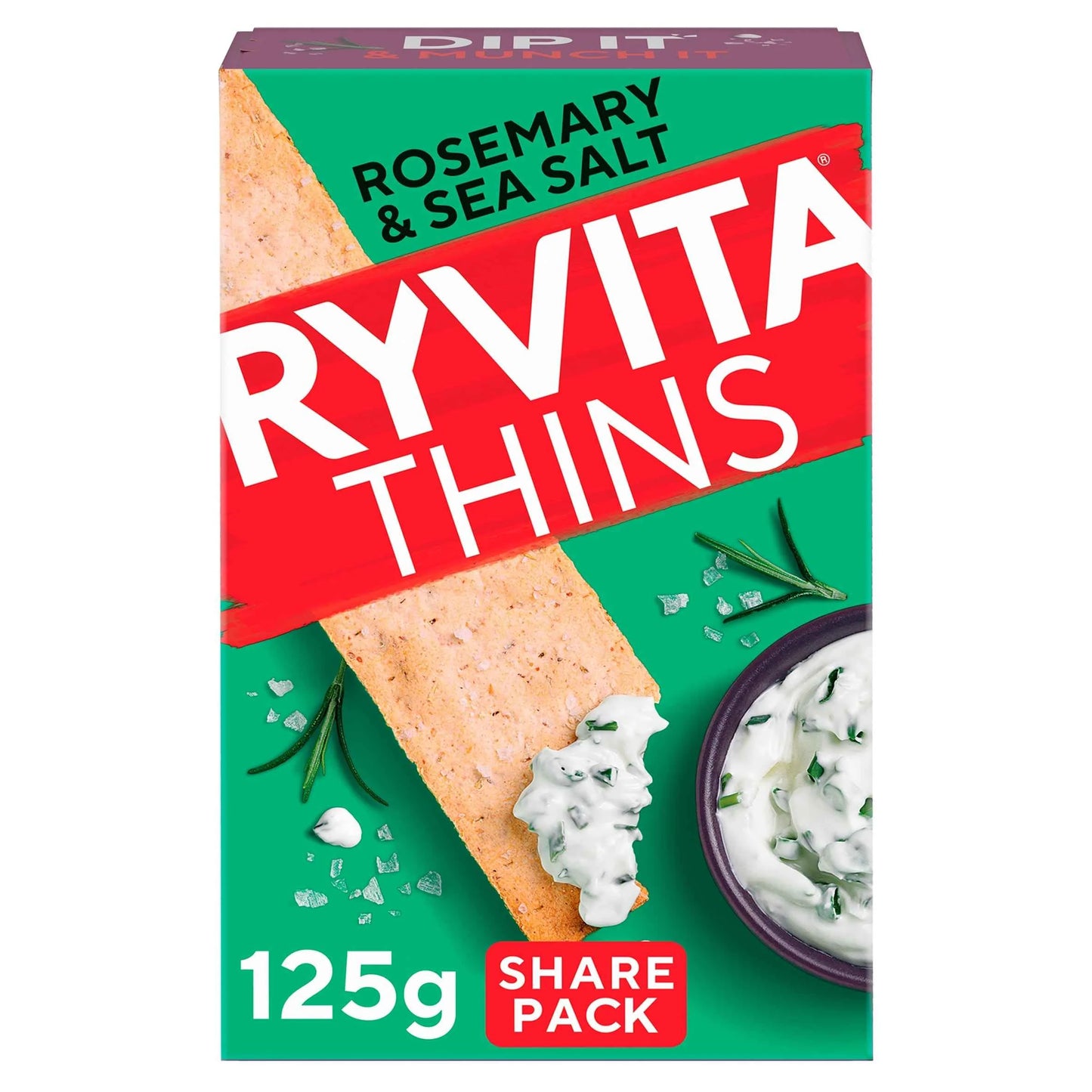 Thins Flatbreads - Rosemary & Sea Salt 125g by RYVITA
