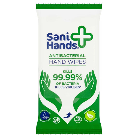 Sani Hands Antibacterial Hand Wipes 12 Pack by SANIHANDS