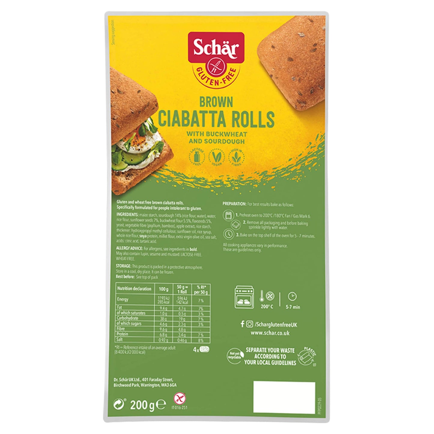 Schar Buckwheat Brown Ciabatta Rolls 200g by DIETARY SPECIALS