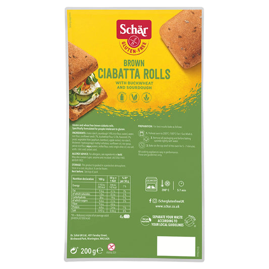 Schar Buckwheat Brown Ciabatta Rolls 200g by DIETARY SPECIALS