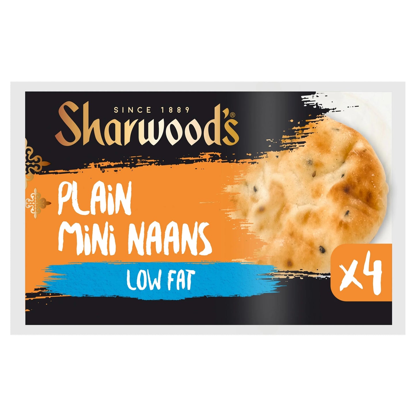 Sharwood's 4 Plain Mini Naans Low Fat 260g by SHARWOODS
