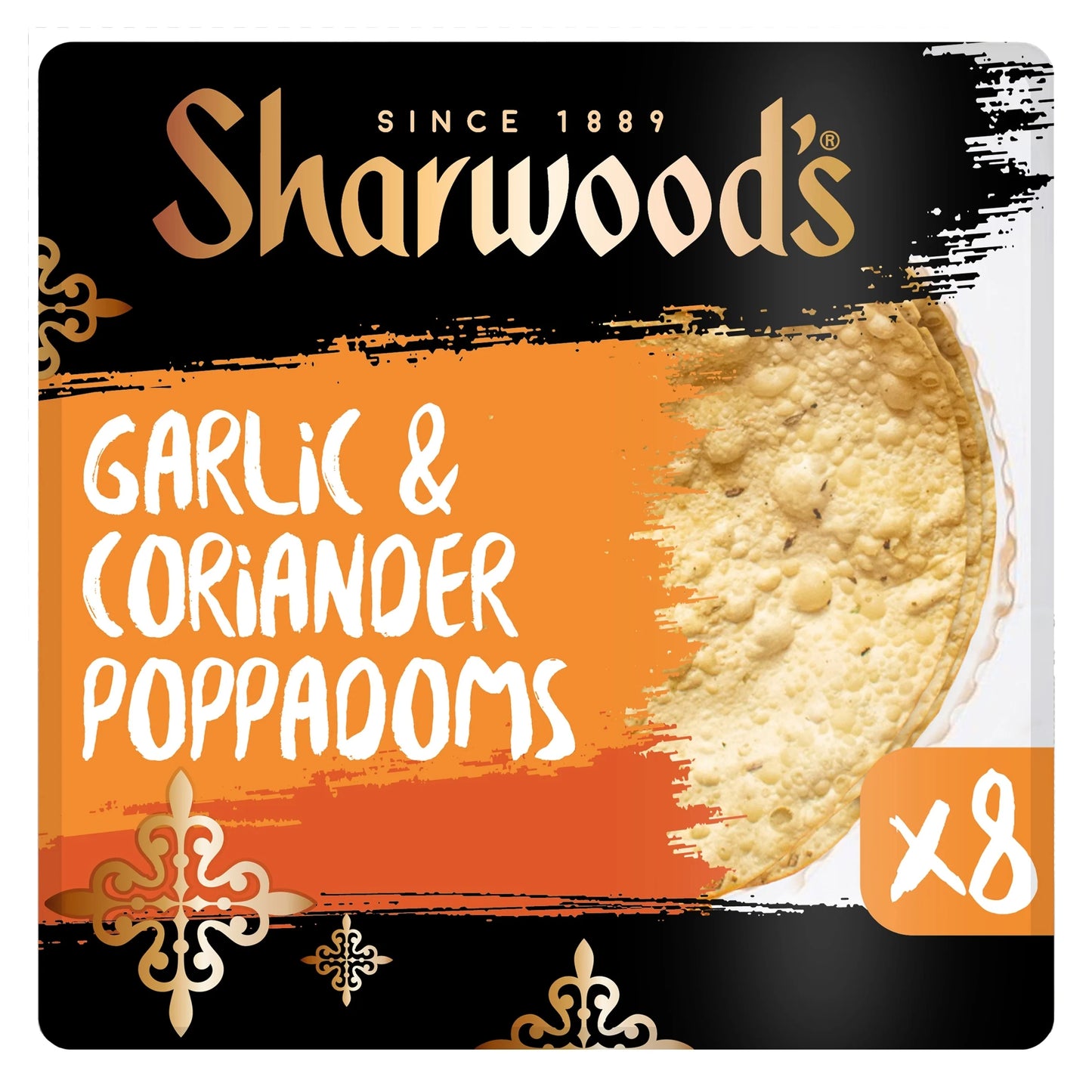 Sharwood's Garlic & Coriander Poppadoms 8 Pack by SHARWOODS