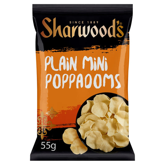 Sharwoods Street Food Plain Mini Poppadoms 55g by SHARWOOD'S