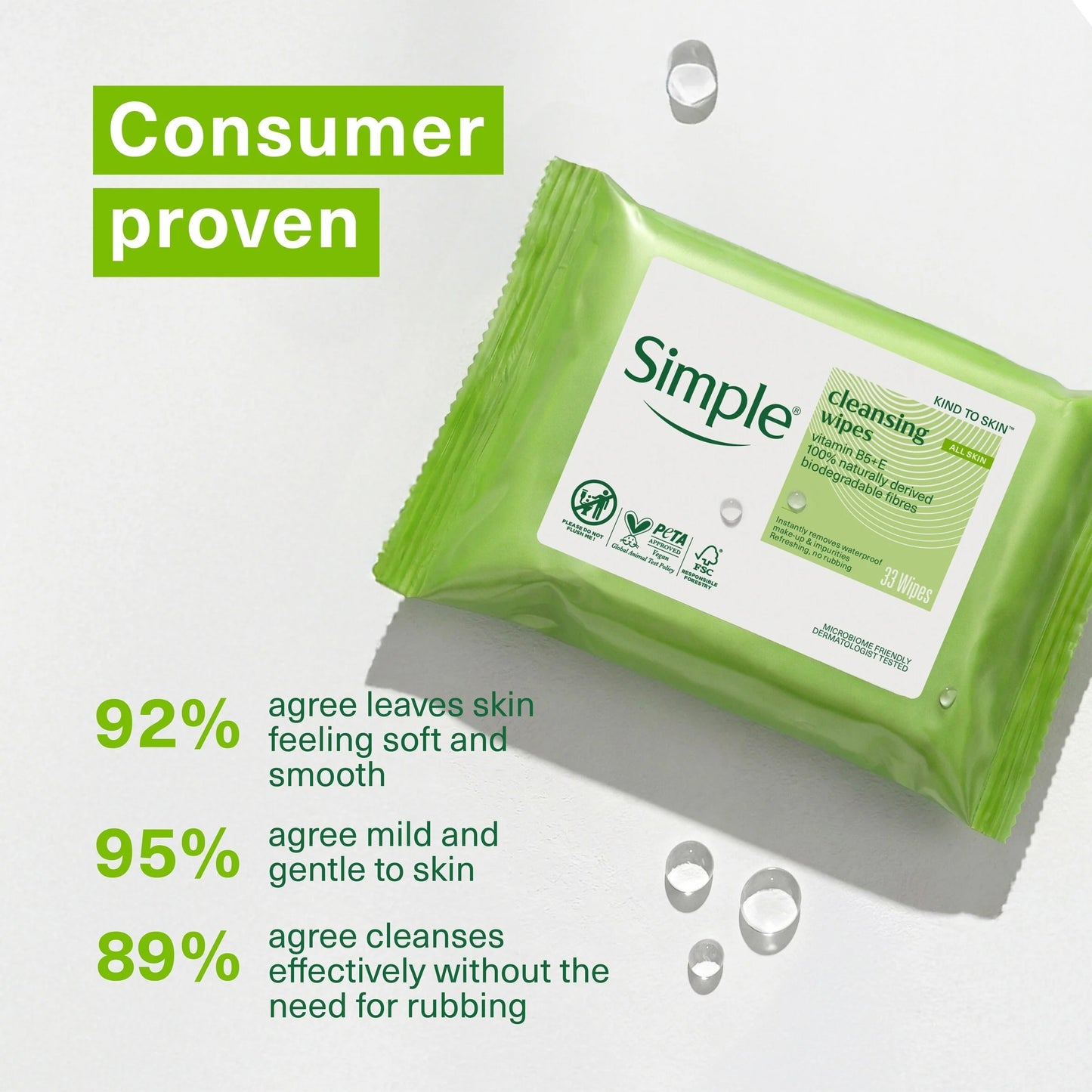 Cleansing Biodegradable Wipes 33 Pack by SIMPLE