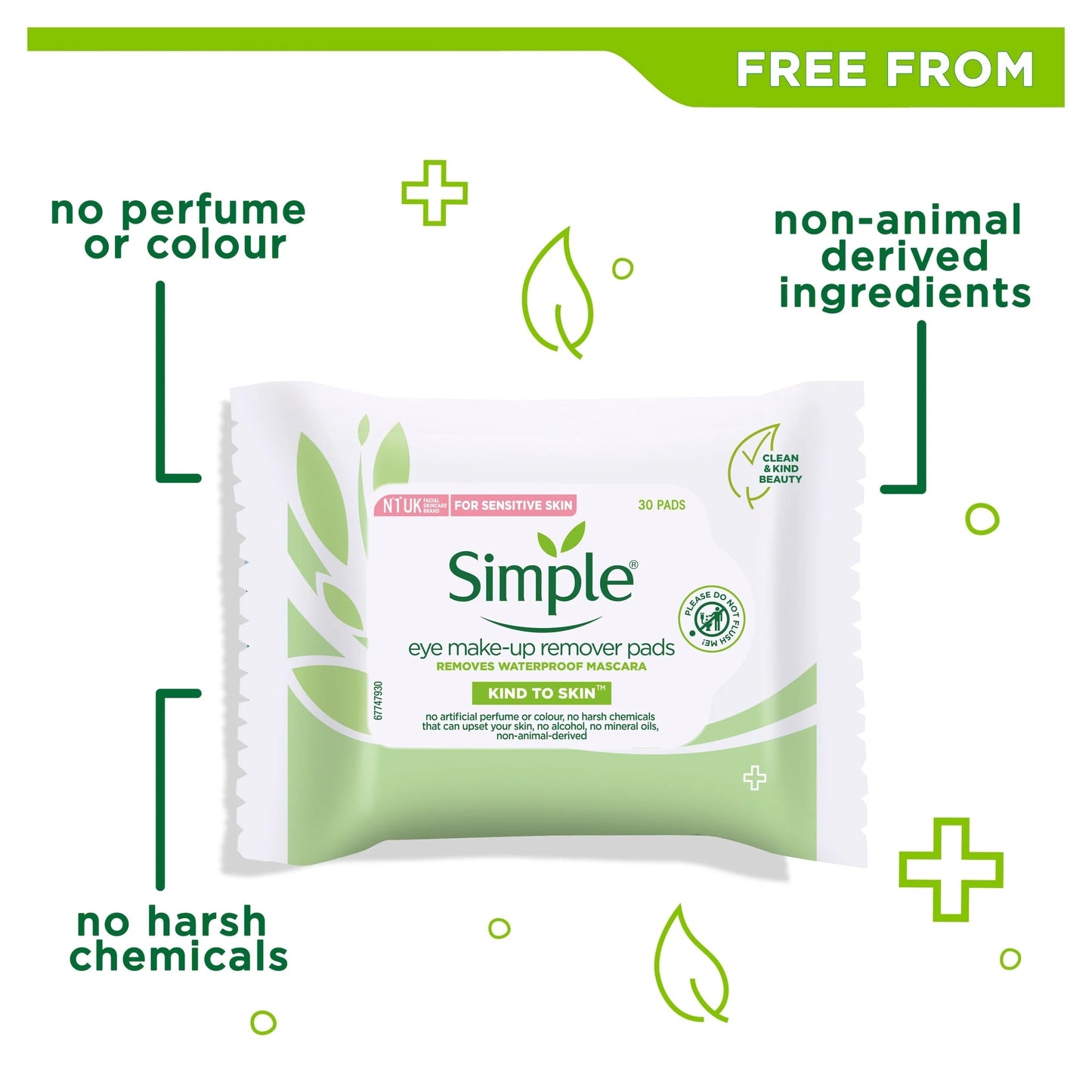 Kind To Eyes Eye Make-up Remover Pads 30s by SIMPLE