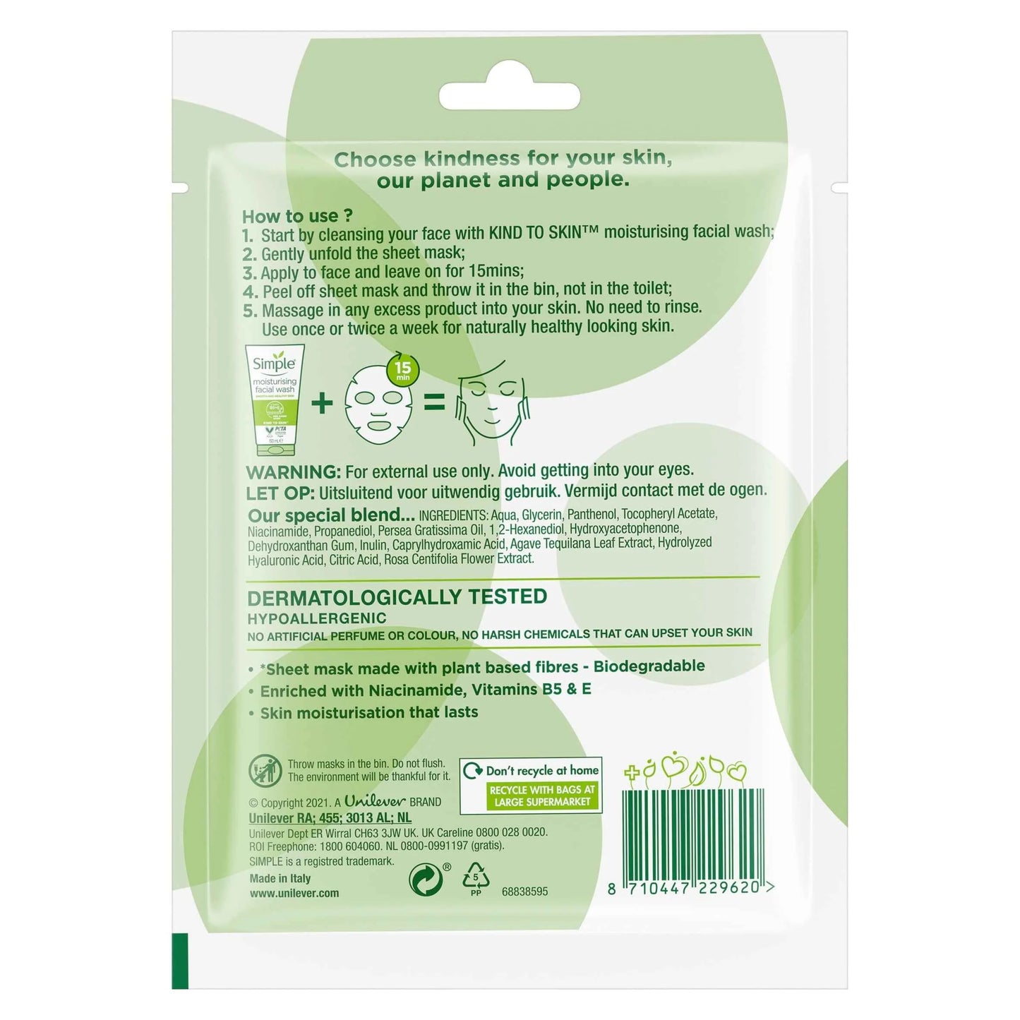 Kind To Skin Rich Moisture Sheet Mask by SIMPLE