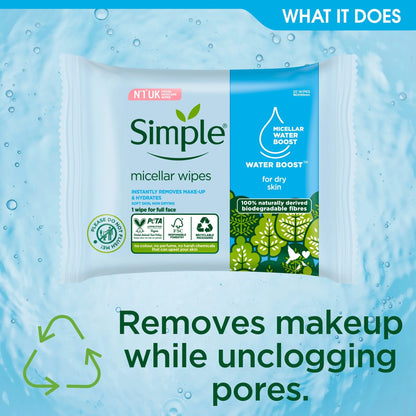 Sensitive Skin Micellar Wipes 20 Pack by SIMPLE