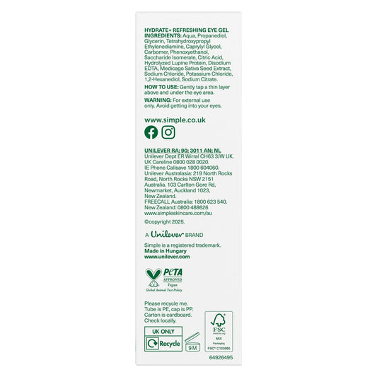 Waterboost Hydrating Eye Gel 25ml by SIMPLE