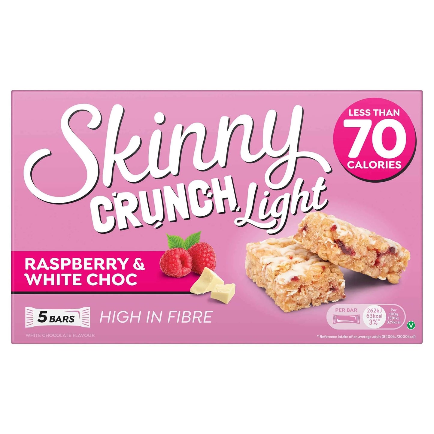 Crunch Light Bars - Raspberry & White Choc 5 X 19g by SKINNY