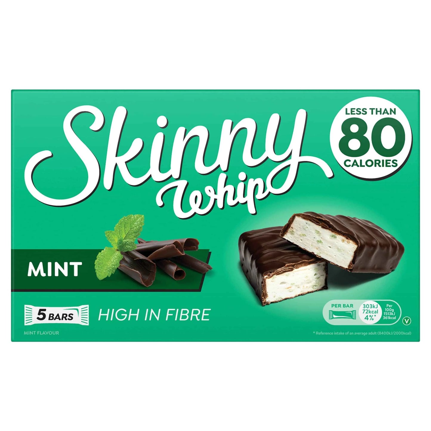 Whip Mint And Dark Chocolate Bars 5x20g by SKINNY