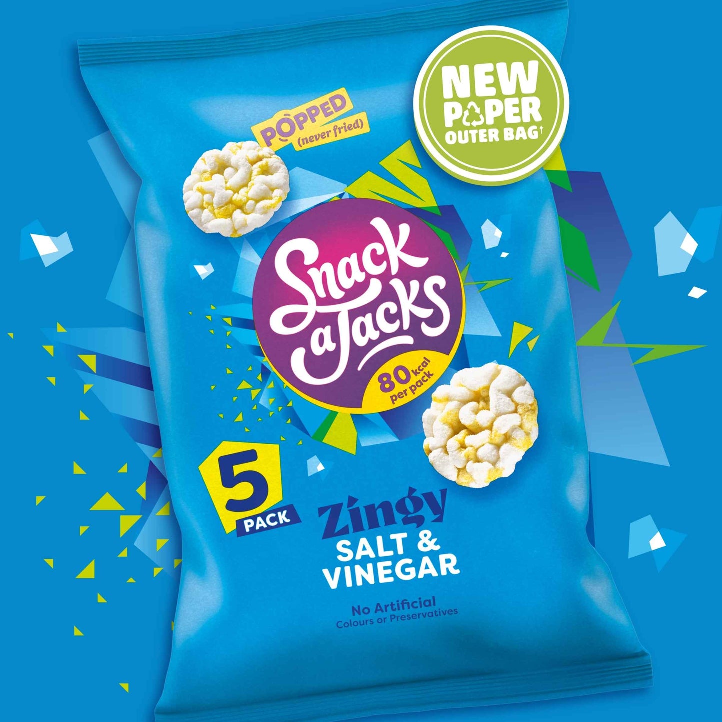 Salt & Vinegar Rice Cakes Multipack Snacks 5x19g by SNACK A JACKS