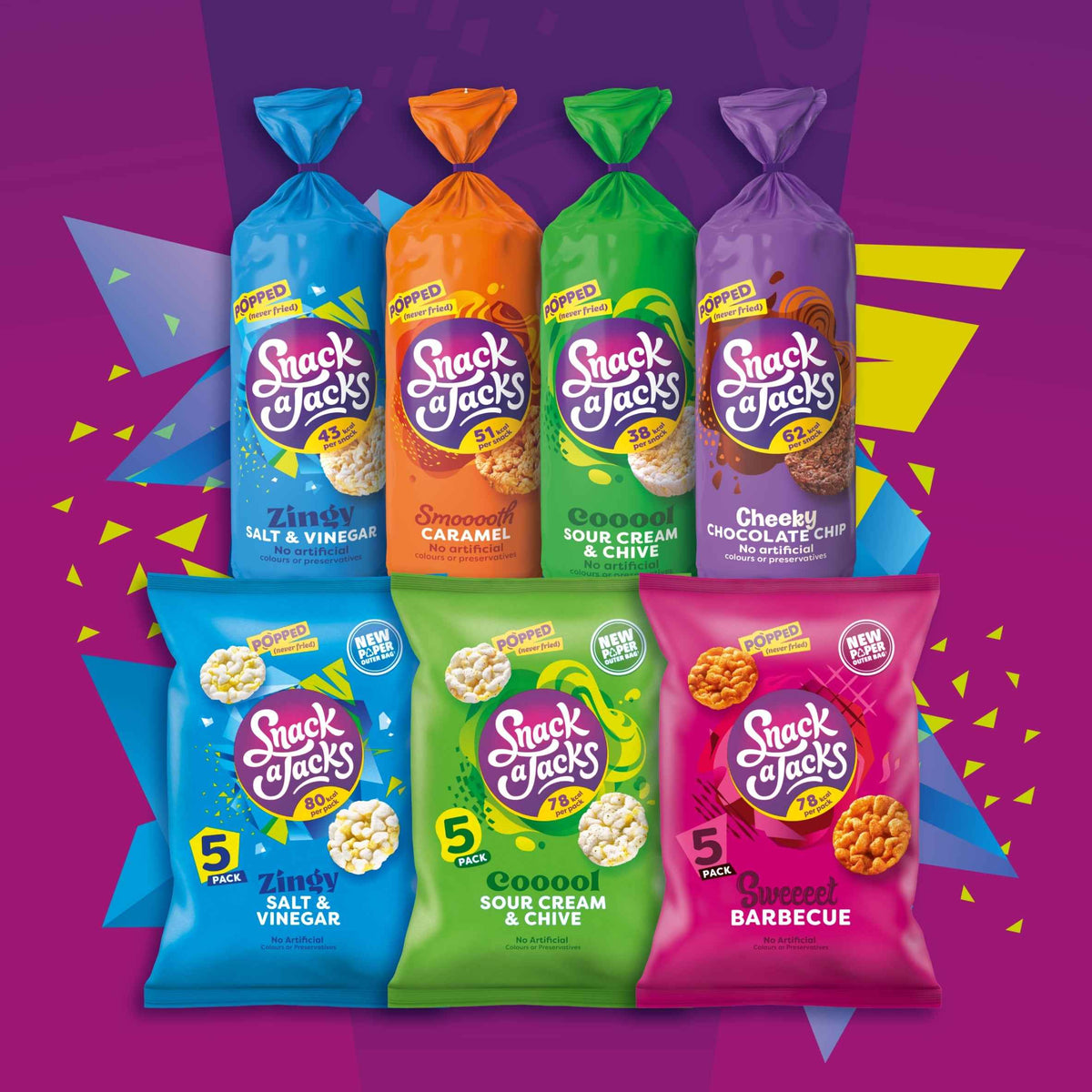 Salt & Vinegar Rice Cakes Multipack Snacks 5x19g by SNACK A JACKS