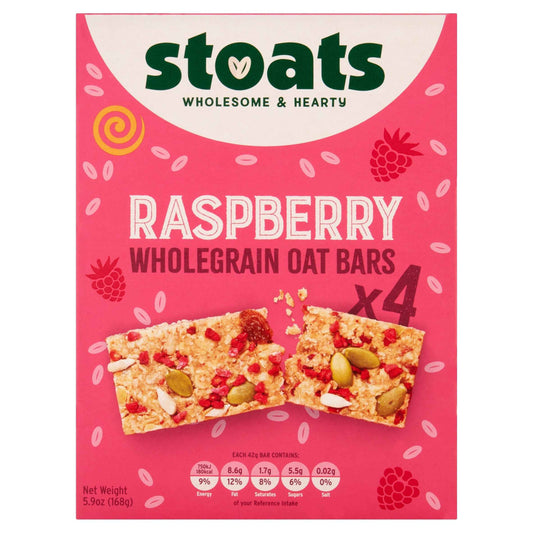 Raspberry & Honey Porridge Oat Bars 4 X 42g (168g) by stoats