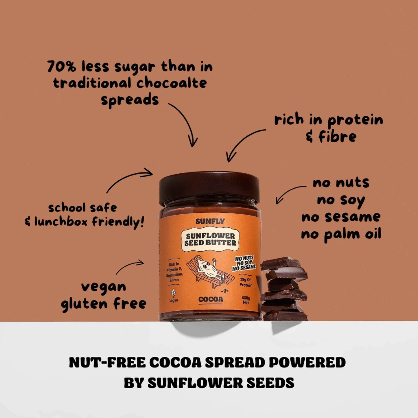 Sunflower Seed Butter Cocoa 330g by SUNFLY