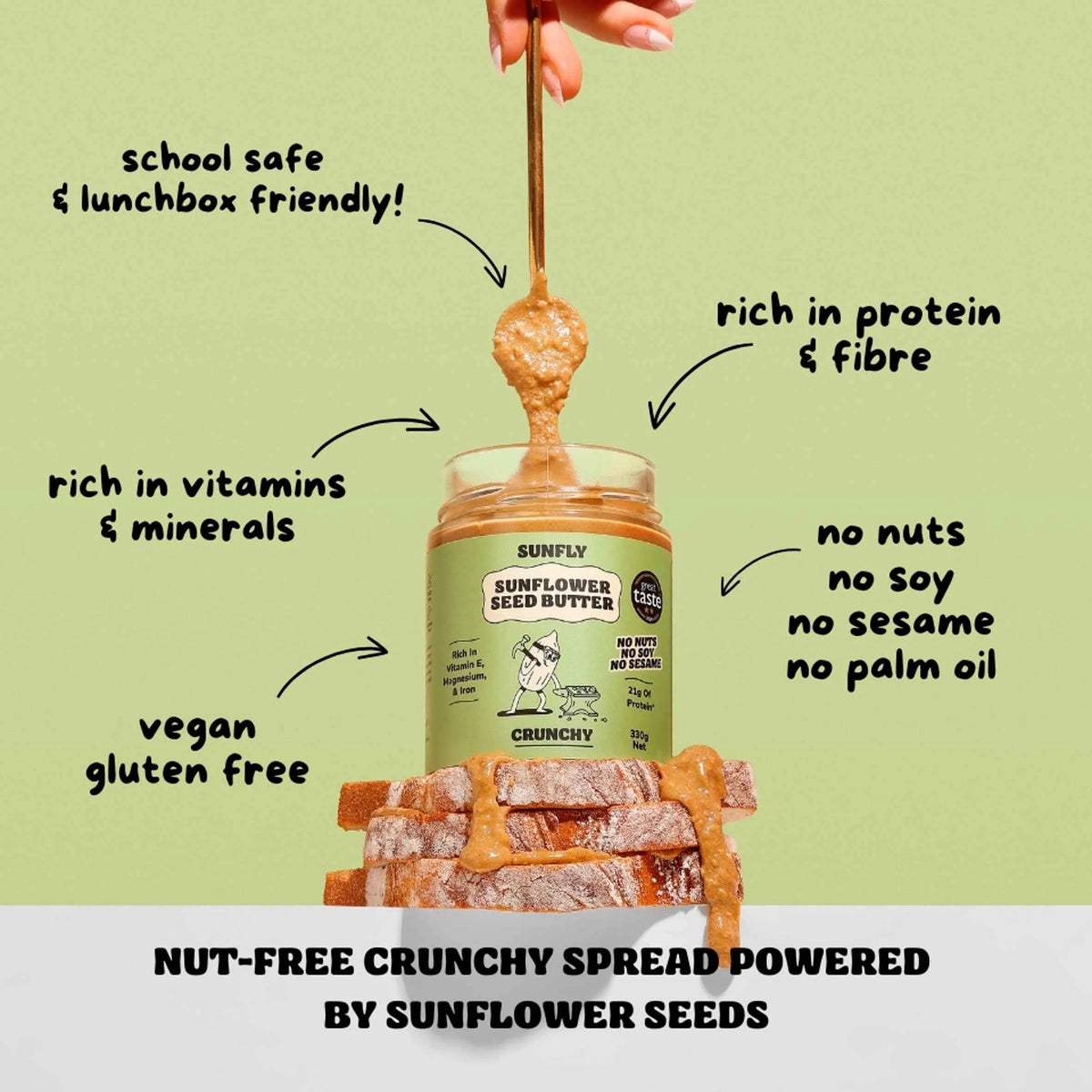 Sunflower Seed Butter Crunchy 330g by SUNFLY