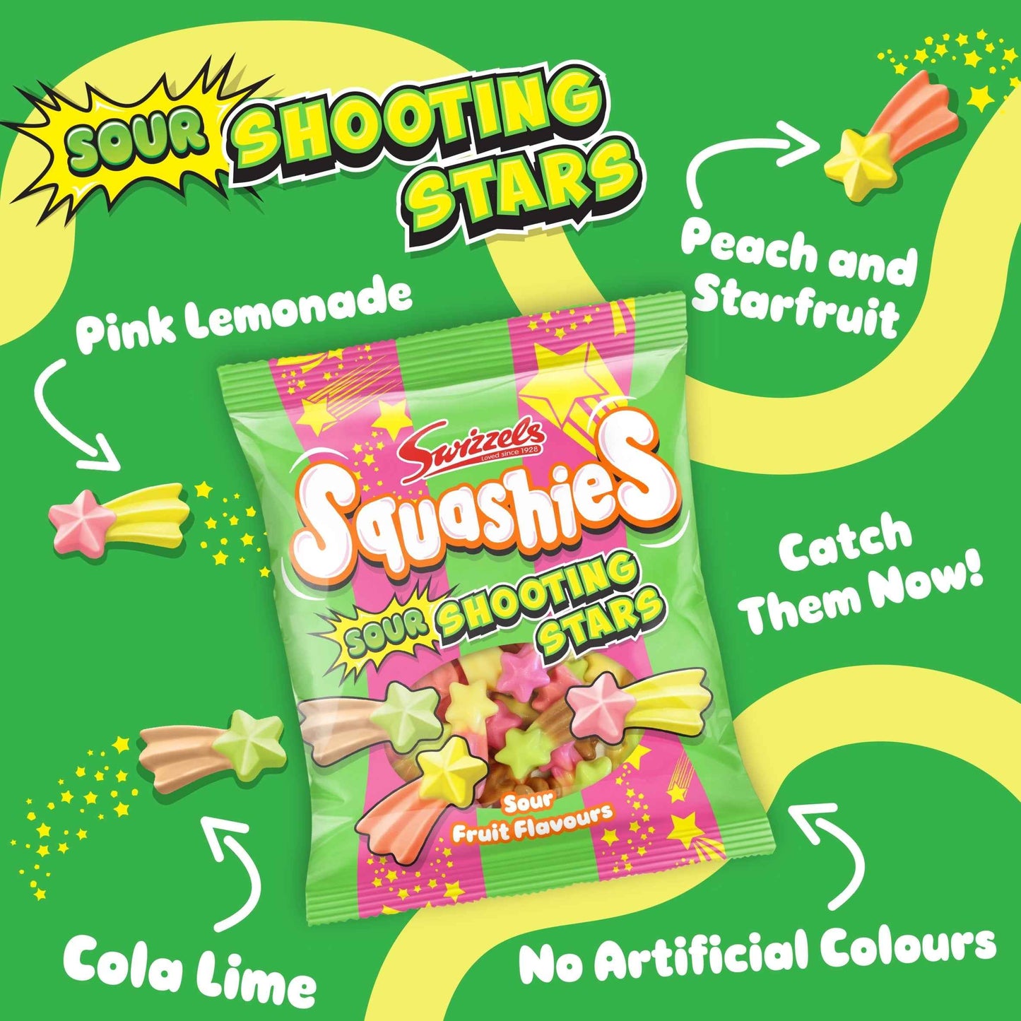 Squashies Sour Shooting Stars 100g by Swizzels