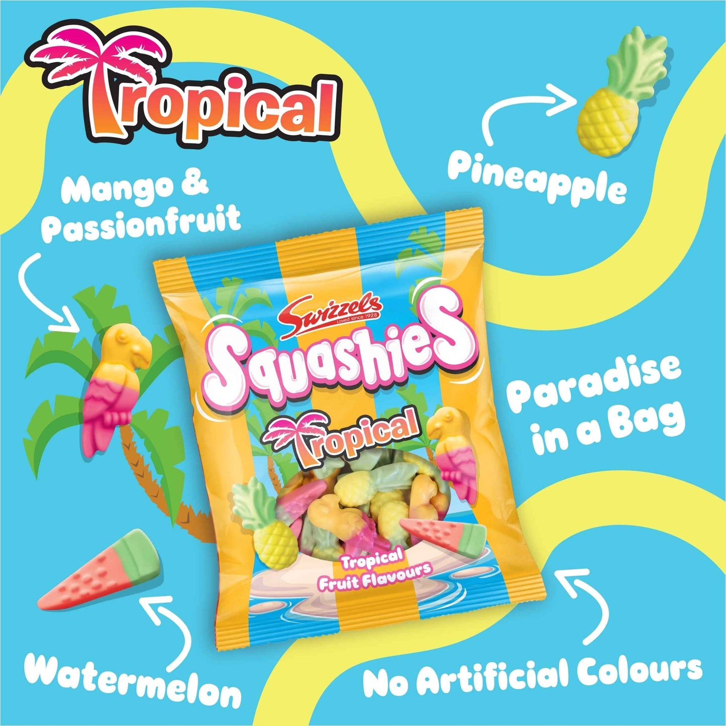 Squashies Tropical Fruit Flavours by Swizzels